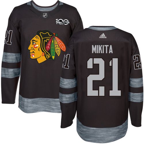 Adidas Blackhawks #21 Stan Mikita Black 1917-100th Anniversary Stitched NHL Jersey
